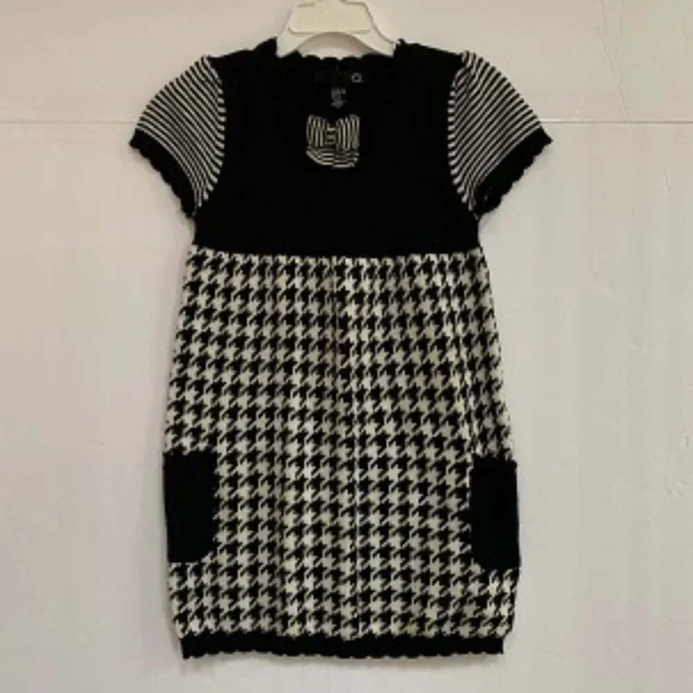 Black and White Houndstooth Dress Girl 5-6 years